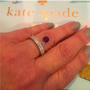 💜JUDITH RIPKA RING 💜amethyst dangle stone size 8